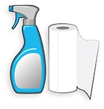 disinfect the area with cleaner and paper towels