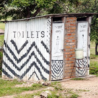A small building with toilets inside