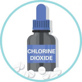 326248-B_ILL_WaterTreatmentInfographic_encircled_BottlePurifier Dropper bottle of Chlorine dioxide