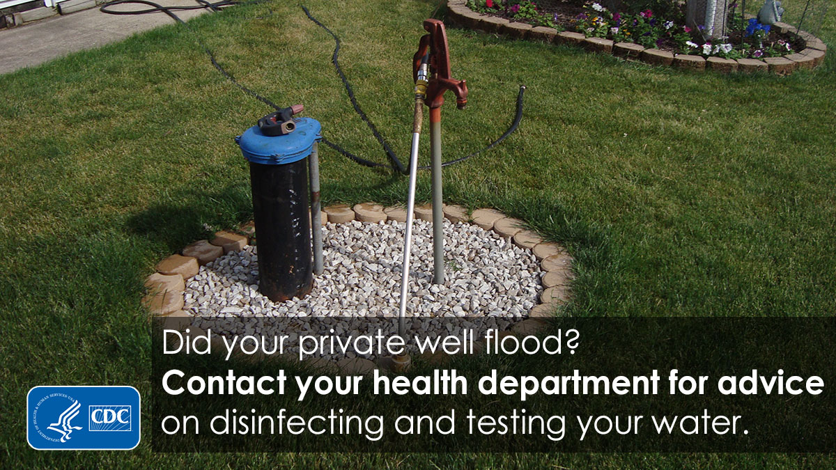 Did your private well flood? Contact your health department for advice on disinfecting and testing your water. For Twitter.