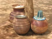 Storage jars from CDC's Safe Water System program at a mosque in Niger