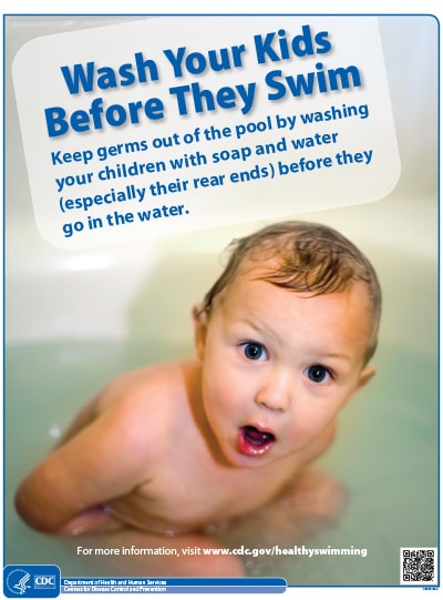 Wash your kids before they swim poster