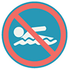 Icon graphic of a warning sing for beach clouser