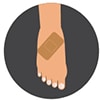 Icon graphic of a foot with a band-aid