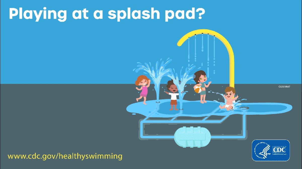 Stop germs at splash pads rectangle