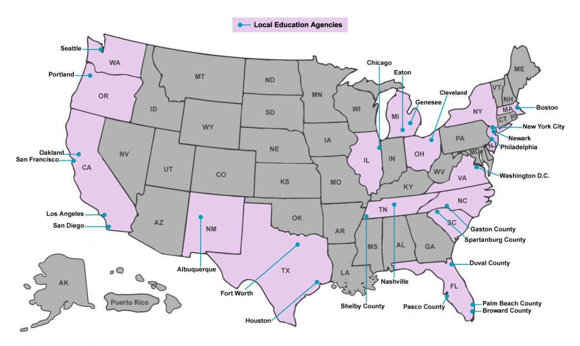 US map displays 1807 Local Education Agencies