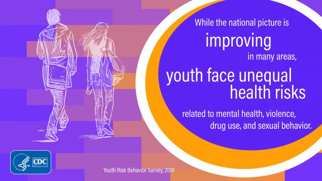 Infographic: while the national picture is improving in many areas, youth face unequal health risks related to mental health, violence, drug use, and sexual behavior.