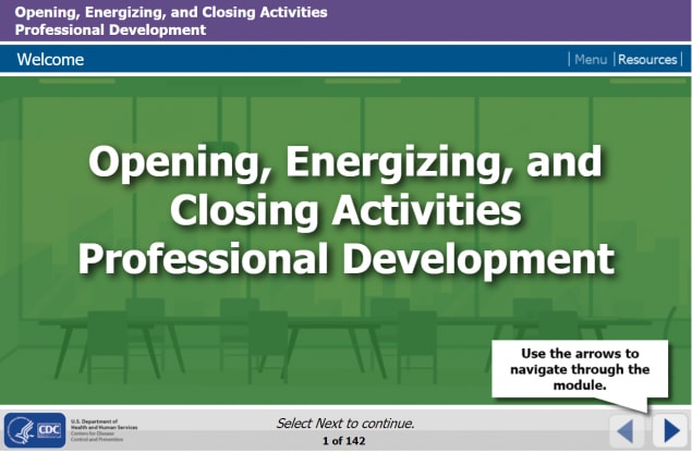 Opening, Energizing, and Closing Activities Professional Development