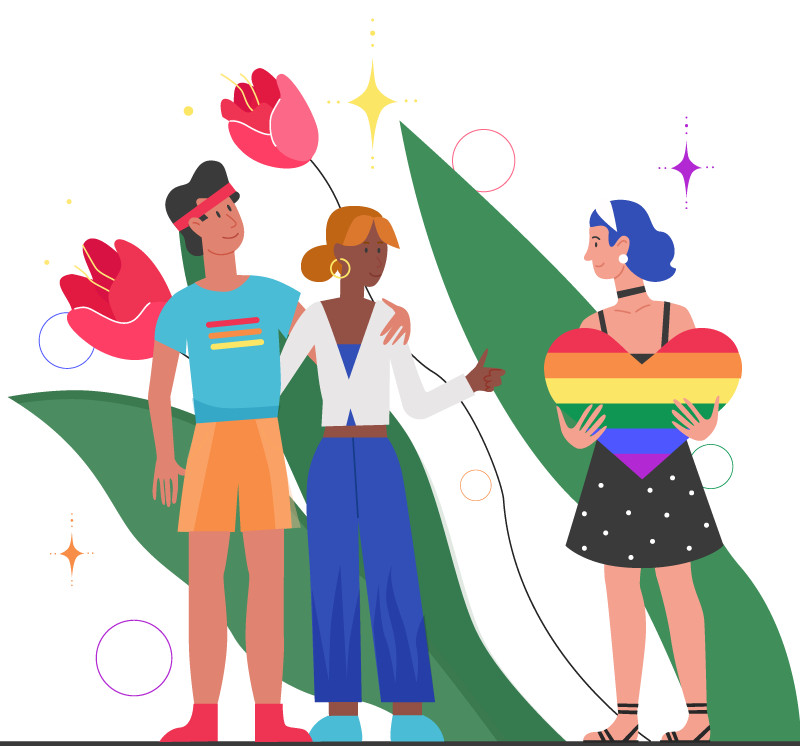 Illustration of LGBTQ teens supporting each other
