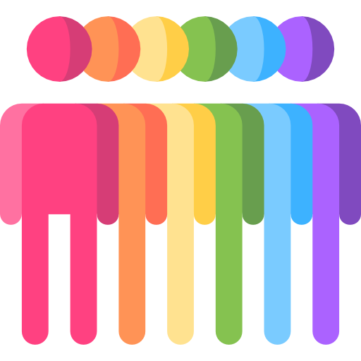 An icon of people with rainbow color