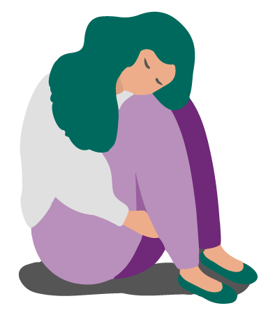 Illustration of sad girl sitting on floor