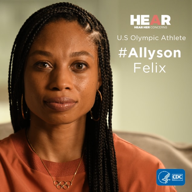 At 32-weeks pregnant, elite athlete Allyson Felix was diagnosed with severe preeclampsia – a potentially life-threatening pregnancy-related complication – and was sent to the hospital for an emergency c-section. Her story is not unique. As many as 50,000 women experience severe complications related to pregnancy each year. Know the warning signs and act quickly if they arise.   #HearHer #AllysonFelix