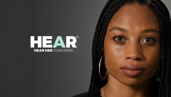 Allyson Felix and campaign tag Hear Her Concerns