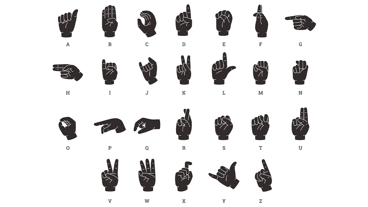 The alphabet in sign language hands