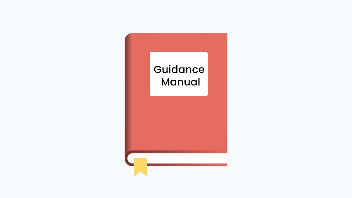 Graphic representation of the guidance manual as a red book.