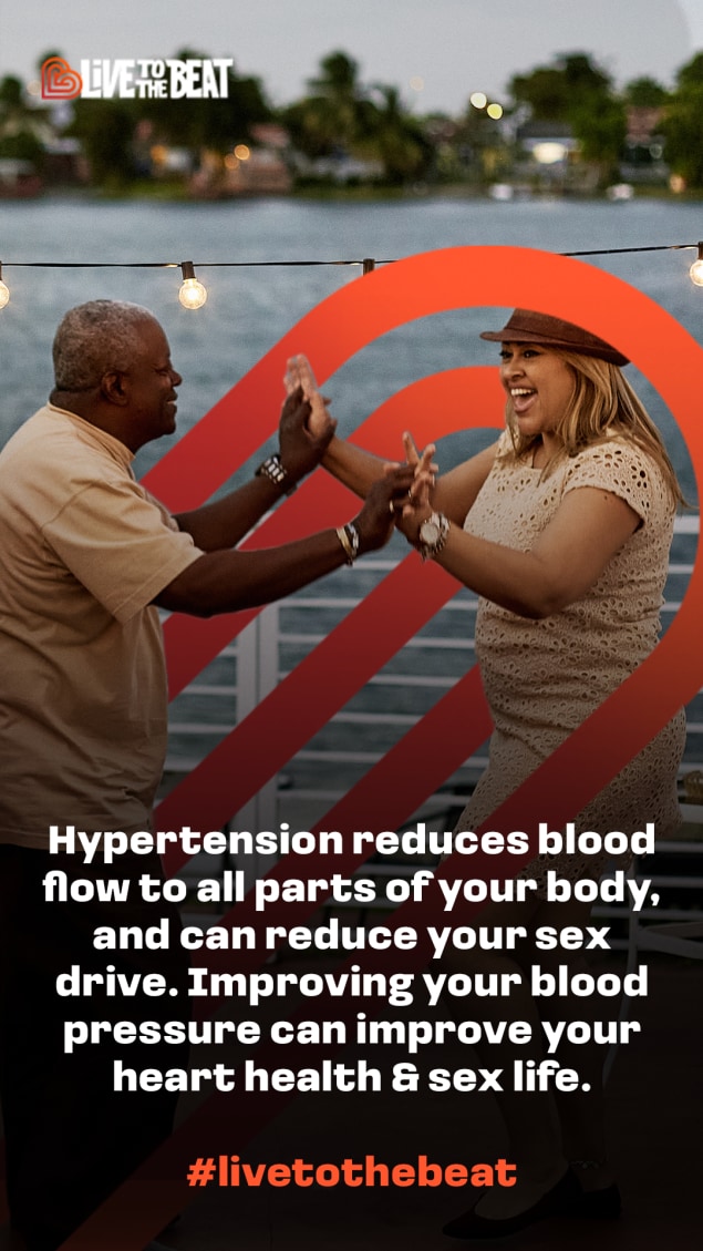 Hypertension reduces blood flow through your body and can reduce sex drive. Improving your blood pressure can improve your sex life.