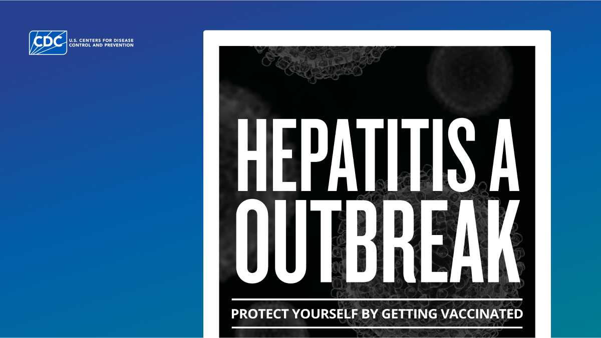 Poster in English showing details around what to do during a hepatitis A outbreak for high risk individuals
