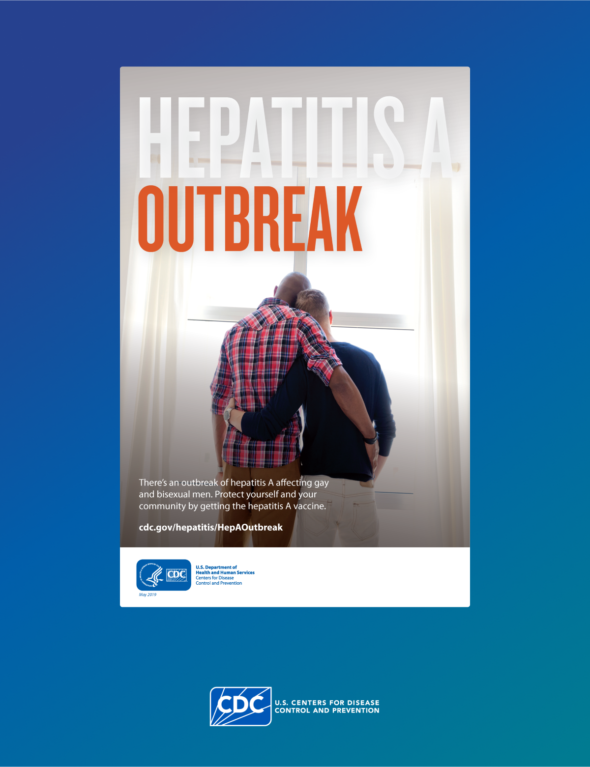 Poster showing details around a hepatitis A outbreak affecting gay and bisexual men