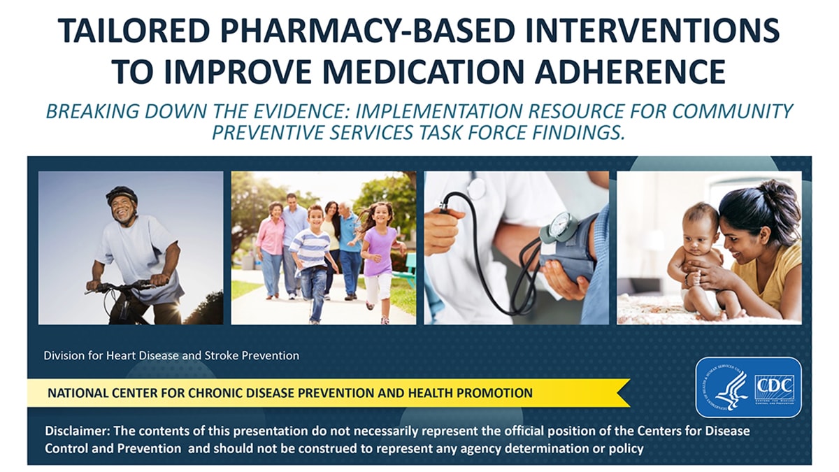 Cover slide of presentation on tailoring pharmacy-based interventions to improve medication adherence
