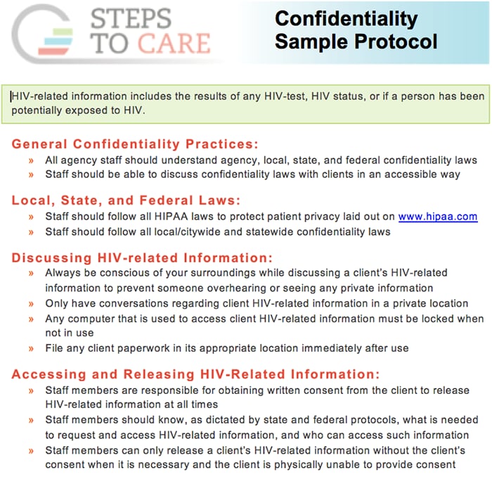 Confidentiality Sample Protocol
