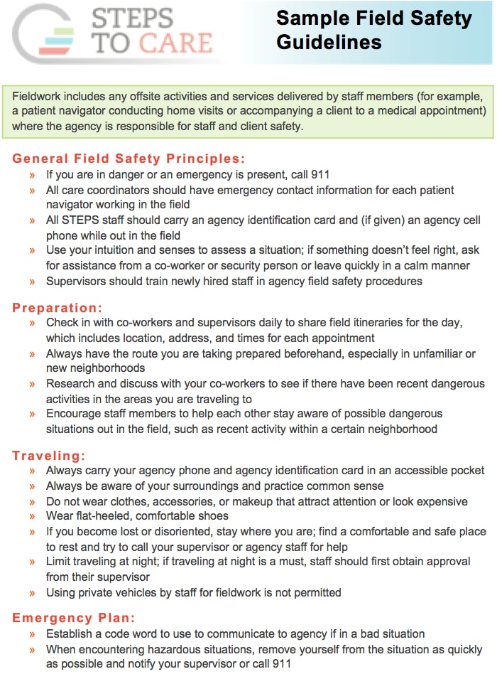 Sample Field Safety Guidelines