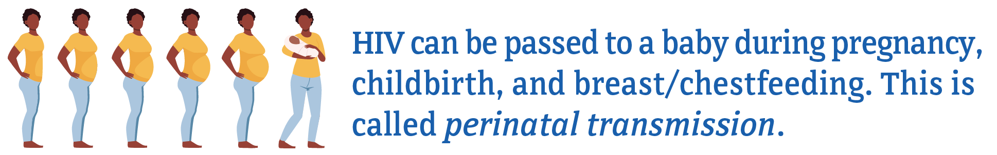 HIV can be passed to a baby during pregnancy, childbirth, and breast/chestfeeding. This is called perinatal transmission.