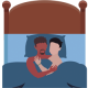 Two people in a bed.