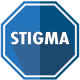 A blue stop stigma sign.