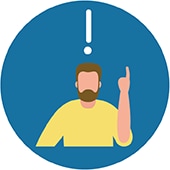 icon of a man with an exclamation point above his head