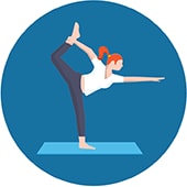icon of a woman in a yoga stretch pose