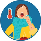 icon of a person with fever and rash
