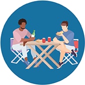 icon of two people at a picnic table