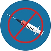 icon of a syringe with a circle/slash through it