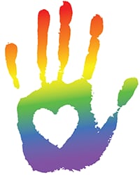 rainbow hand heart icon