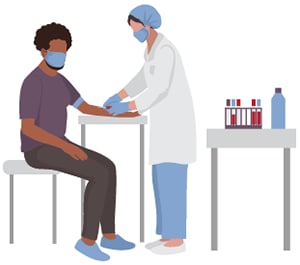 icon of a health professional drawing blood for an HIV test