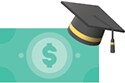icon of a dollar bill and a graduation cap