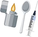 icon of a lighter, spoon and syringe