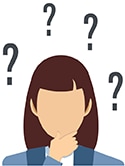 Icon of a woman with question marks around her head