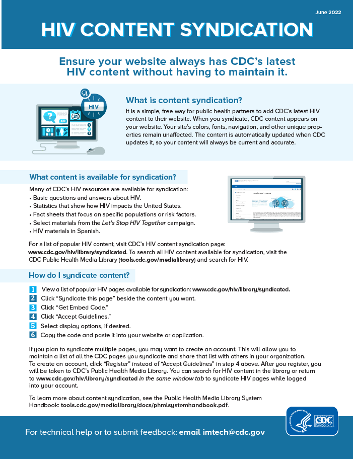 Consumer Info Sheet - HIV Content Syndication