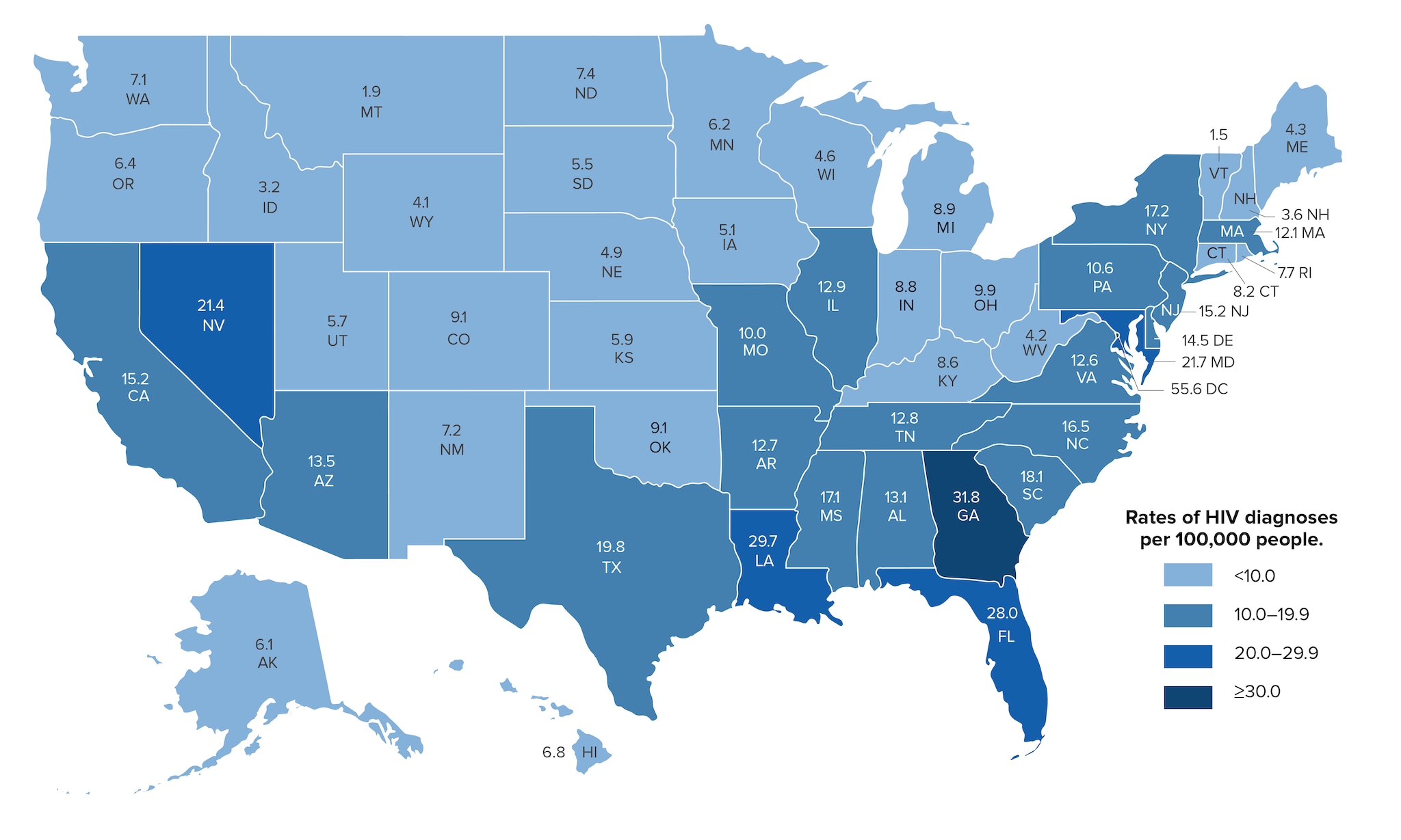 Hiv Diagnoses By Top 10 Us States Learn About Hiv With Us