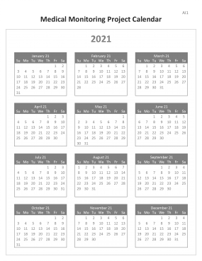 Medical Monitoring Project Calendar 2021