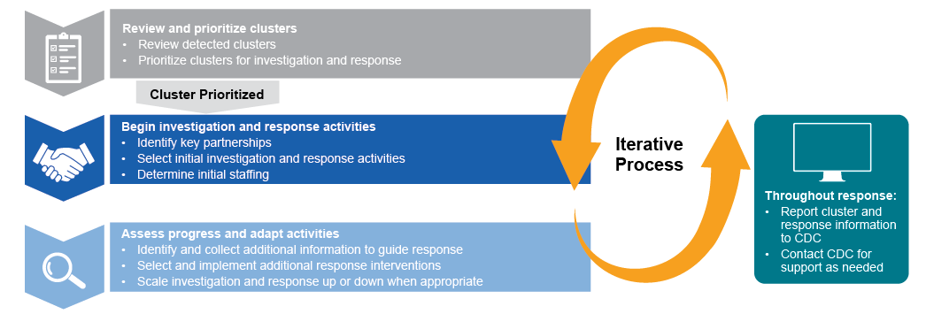 Figure summarizing CDR LCG activities. Focus is on investigation and response activities and where they occur in the process.