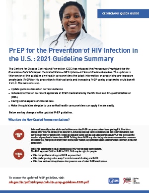 Clinician’s Quick Guide: PrEP for the Prevention of HIV Infection in the U.S.: 2021 Guideline Summary (Thumbnail))
