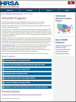 Telehealth Programs | Official web site of the U.S. Health Resources & Services Administration (hrsa.gov)