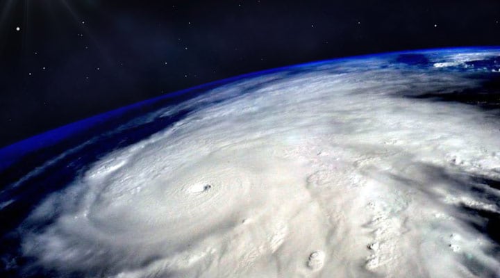 vista satelital del ojo de un huracán