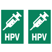 Illustration: HPV letters with syringes