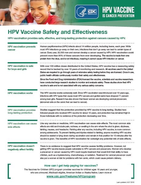 human papillomavirus vaccine effects
