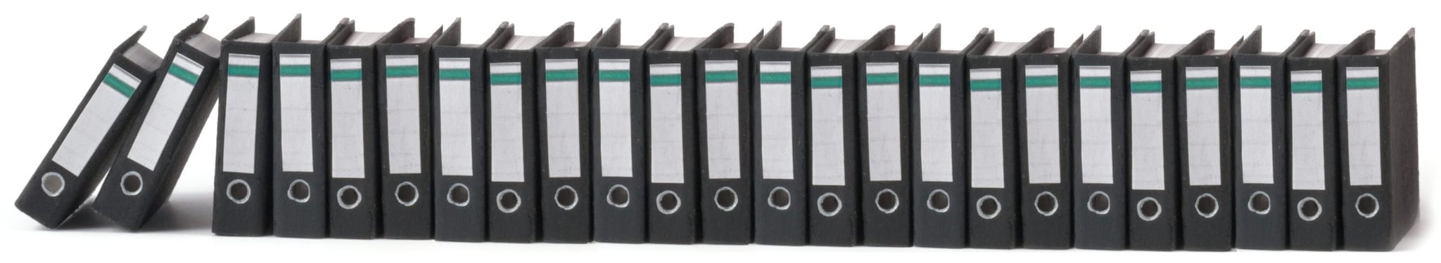 Long row of publication binders