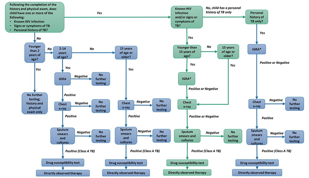 Flowchart 2: Tuberculosis Algorithm for Countries With Incidence ≥ 20 Cases per 100,000 Population