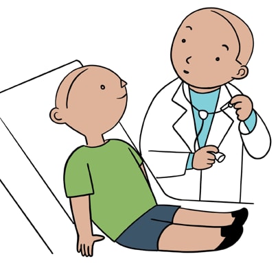Doctor assessing child